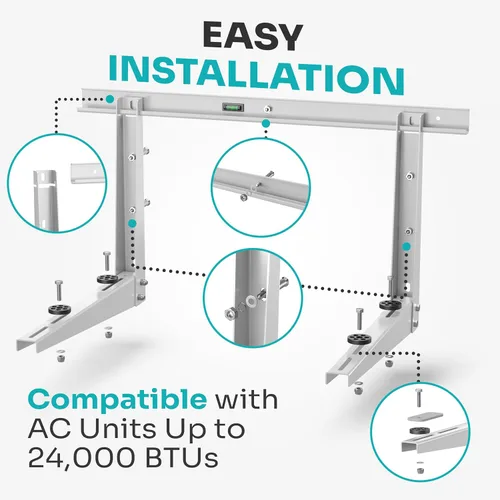 Vista 5 de Soporte de pared para minisplit resistente para exteriores de 9000-24000 BTU Soporte de montaje para minisplit a prueba de inclemencias del tiempo