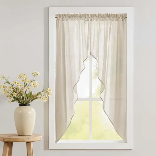 Vista 32 de jinchan Cenefa con estampado floral para ventanas de 36 pulgadas de largo, cenefas de cocina de lino para filtrar la luz campestre, tratamiento