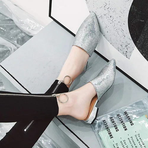 Vista 3 de MIOKE - Zapatillas de tacón bajo para mujer con detalles en punta plana sin respaldo para mujer