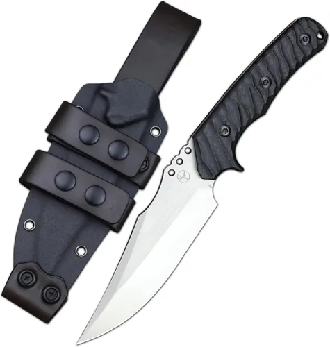 Vista 10 de Cuchillo afilado de hoja fija de 10.2 pulgadas, mango de acero G10, espiga completa, herramienta de caza, cuchillo de bushcraft al aire libre