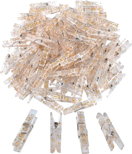 100 clips de plástico transparente para papel utilitario, pin de clavija de papel fotográfico, clips de línea de ropa, clips de manualidades, 1.4 x