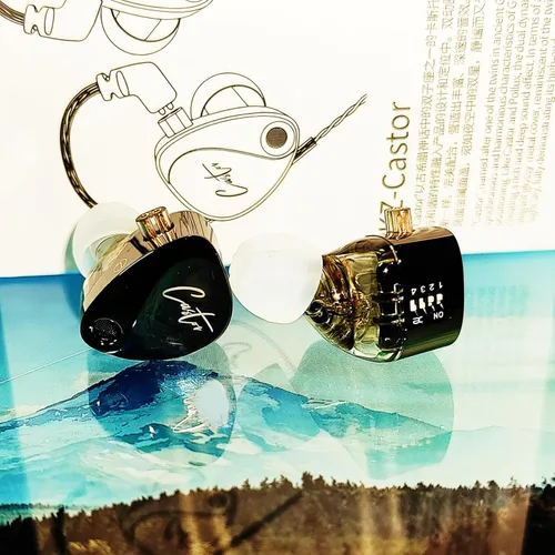 Vista 3 de KZ Castor - Auriculares intrauditivos, sonido de graves mejorado HiFi, IEMs aislantes de ruido ajustables, auriculares con cable de doble