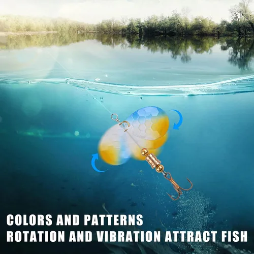 Vista 9 de Juego de cuchillas giratorias de pesca para hacer señuelos, 30 cuchillas martilladas de Colorado para cebo giratorio, plataforma de lucioperca