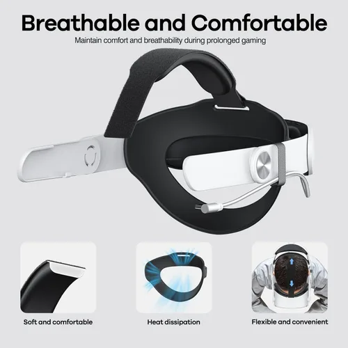 Vista 5 de Battery Head Strap for Oculus Quest 2 Accessories, 10000mAh Battery Pack Elite Strap Replacement for Enhanced Comfort Support and Playtime in VR
