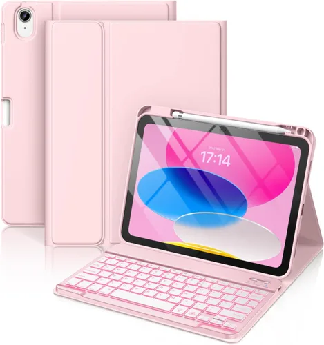 Vista 19 de Hamile Funda para iPad de 11ª y 10ª generación con teclado - 7 colores retroiluminados Inalámbricos Desmontable Folio Funda de teclado con soporte