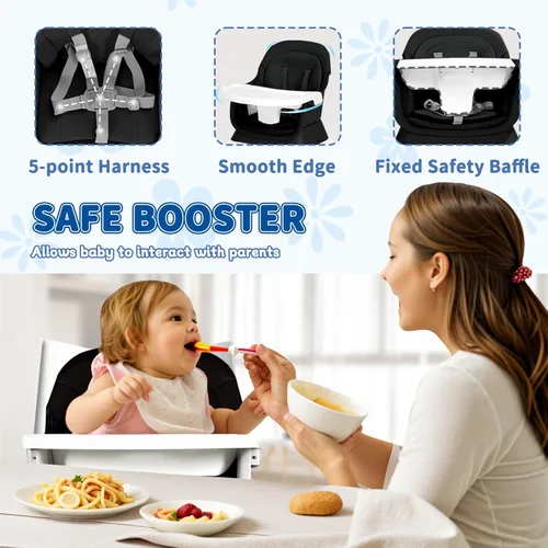 Vista 4 de Kinder King Silla Alta 8 en 1 para Bebé, se Convierte en Asiento Elevador para Comedor/Juego de Mesa y Silla para Niños/Mesa de Bloques