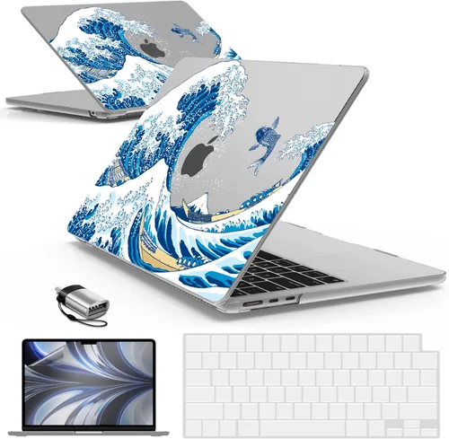 Vista 43 de IBENZER Compatible con MacBook Air 13 pulgadas 2025 2024 2023 2022 Funda M4 A3240 M3 A3113 M2 A2681, Funda Rígida y Cubierta de Teclado y Película
