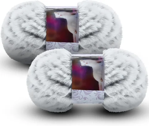 Vista 9 de Hilo de piel suave, 2 piezas, hilo de pestañas de piel sintética mullido, color crema para ganchillo, proyectos de tejer, 1.06 oz/1.76 onzas cada