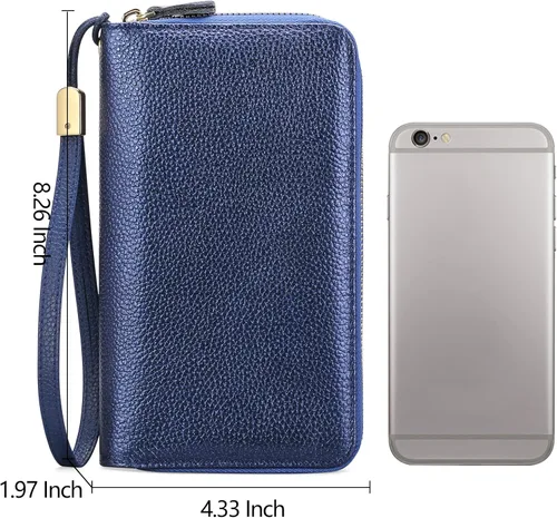 Vista 5 de SENDEFN Cartera de cuero para mujer, de gran capacidad, con bloqueo RFID, organizador de tarjetas de crédito con soporte para chequera
