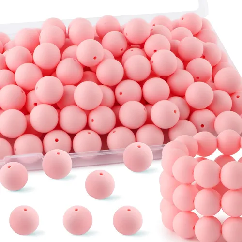 Vista 66 de 160Pcs 12mm de abalorios de silicona para hacer llaveros, pulseras, collares, abalorios redondos de silicona a granel para bolígrafos (negro)