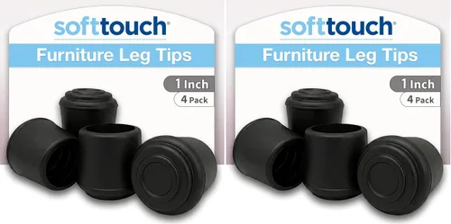 SoftTouch Punta de goma para patas (4 piezas por paquete), 1 pulgada, negro (paquete de 2)