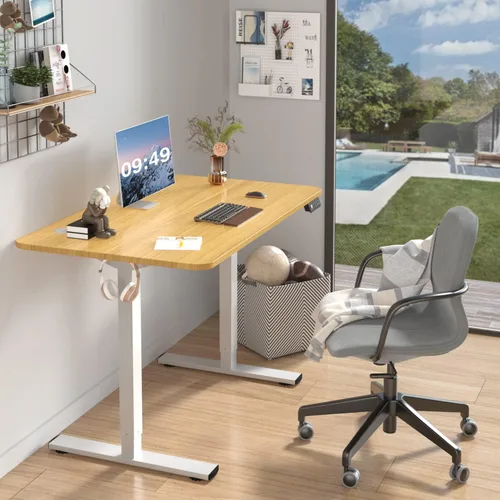 Vista 33 de Furmax Escritorio eléctrico de altura ajustable grande de 55 x 24 pulgadas, escritorio de pie para oficina en casa, escritorio de computadora