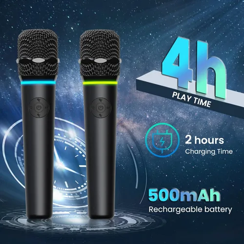 Vista 6 de RHM Máquina de karaoke L268, se conecta a la televisión a través de HDMI y óptica, soporta 4 micrófonos y conexión Bluetooth, con agudos y graves