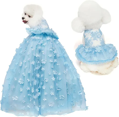 Vestido de encaje dorado con purpurina para perros, falda tutú de princesa para perros pequeños y medianos, mascotas, cumpleaños, boda, fiesta de