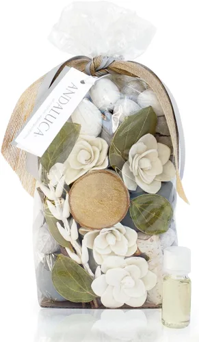 Vista 8 de ANDALUCA Popurri de lavanda ámbar Bolsa grande de 20 onzas + frasco de fragancia Aromas de lavanda triturada, ámbar de cristal, eucalipto