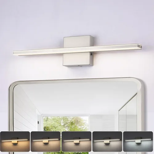 Vista 24 de Moderna lámpara de tocador de baño de 15.7 pulgadas, 12 W, regulable, 5CCT, luces de baño LED sobre el espejo, luz de tocador cromada para armarios