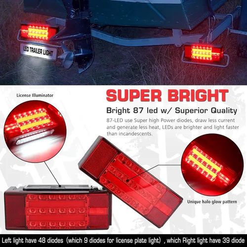 Vista 4 de LINKITOM Kit de luces LED sumergibles para remolque, luces de matrícula superbrillantes para frenos, luces de matrícula para cámper, camión