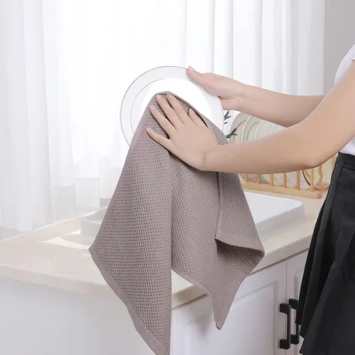 Vista 308 de Homaxy Paños de cocina de 100% algodón con tejido de gofre, ultra suaves, absorbentes, de secado rápido, 12 x 12 pulgadas, paquete de 6, amarillo