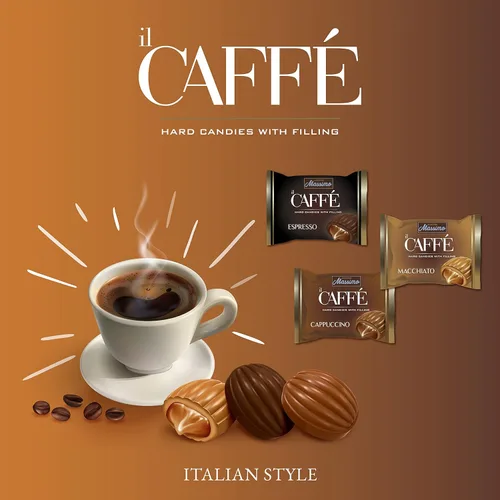 Vista 6 de Maestro Massimo IL Caffè Best Coffee Candy Envuelto individualmente, surtido con relleno - Macchiato, espresso, capuchino