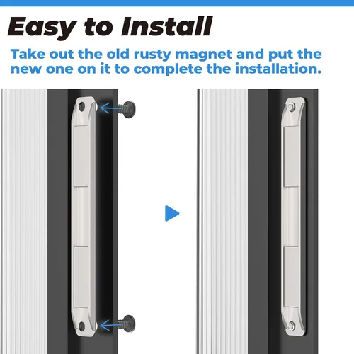 Vista 5 de Imán de acero inoxidable para puerta de ducha con canales en U con tornillos, manijas de puerta batiente y jamba de ataque