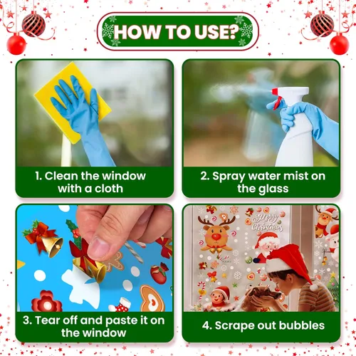 Vista 3 de KatchOn Adhesivos de Navidad para ventana, 242 piezas, calcomanías de vidrio para ventanas, decoraciones navideñas, adhesivos de invierno