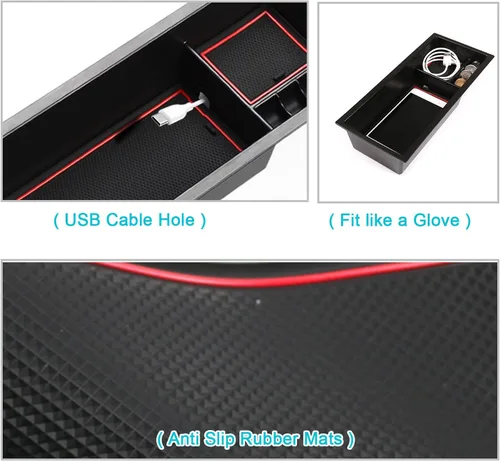 Vista 3 de CDEFG - Organizador de accesorios para consola central para Prius 2016 2017 2018 2019 2020, material ABS, reposabrazos, caja de inserción, bandeja