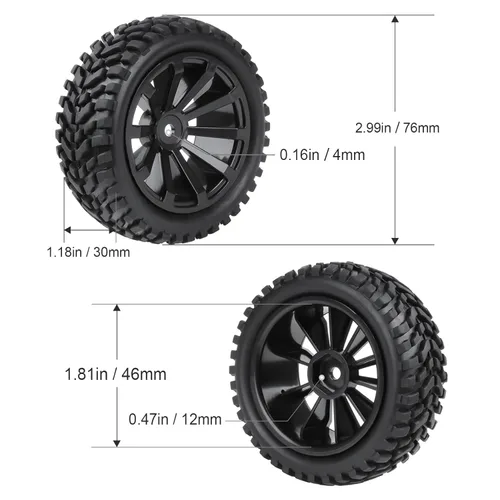 Vista 2 de HobbyPark Diámetro exterior de 2.99 pulgadas / 2.992 in de goma RC neumáticos y llantas de rueda insertos de espuma de 0.472 in cubo hexagonal