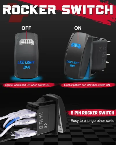 Vista 4 de OFFROADTOWN Kit de arnés de cableado DT de 14 AWG para barra de luz LED 12V Negro