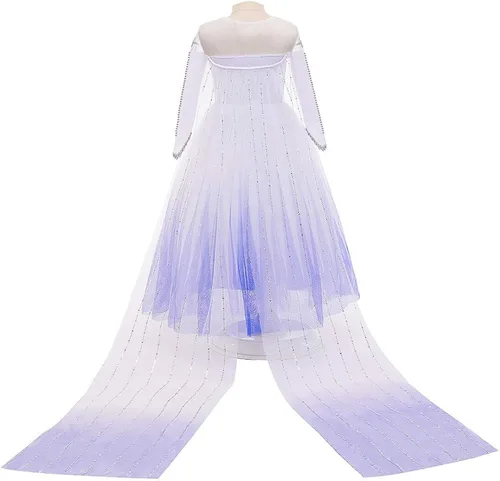 Vista 2 de Vestido de fiesta de nieve blanco para niña disfraz de reina con accesorios