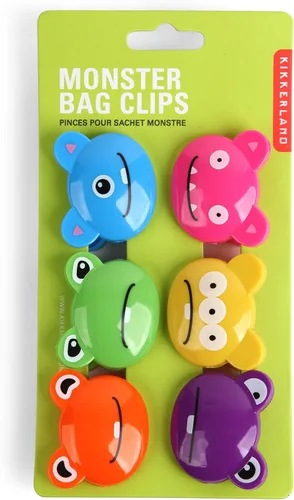 Pinzas para bolsas con diseño de animalitos del bosque, de la marca Kikkerland, Monstruos, Multicolor