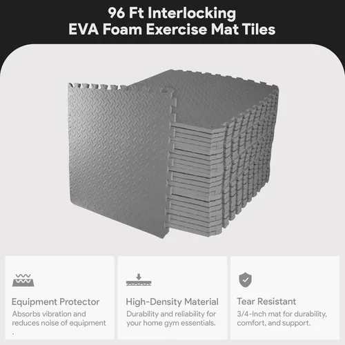 Vista 3 de BalanceFrom Puzzle Exercise Mat 3/4" Thick, EVA Interlocking Foam Floor Tiles for Home Gym, Mat for Home Workout Equipment, Floor Padding for Kids