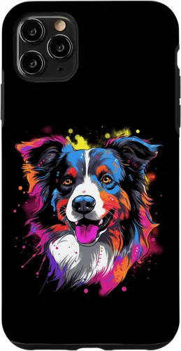 Vista 11 de Funda con diseño de salpicaduras de color arcoíris retro para iPhone 15 Border Collie