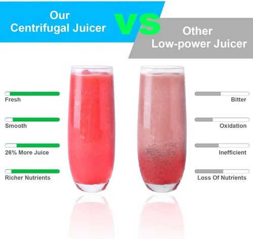 Vista 3 de Máquinas exprimidoras, extractor de jugo de frutas y verduras enteras de 800 W, máquina exprimidora centrífuga, exprimidor inteligente portátil