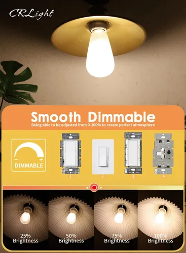 Vista 4 de Bombilla Edison LED regulable de 8 W ST64 E26, 3000 K, blanco suave
