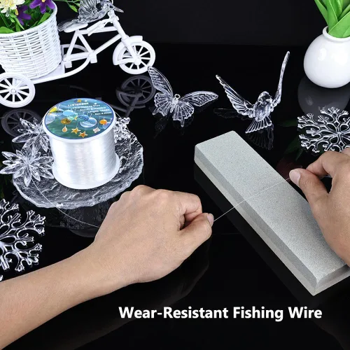 Vista 4 de LUSTEMBER Sedal de pesca, línea de pesca transparente de 1640 pies, hilo invisible resistente para colgar decoraciones, globos, manualidades