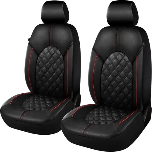 Vista 12 de CAROMOP Fundas de Asiento de Automóvil de Cuero PU de Lujo Juego Completo - Protectores de Asiento Impermeables con Fundas de Asiento de Banco