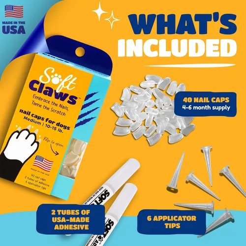 Vista 6 de Soft Claws Kit de tapas de uñas caninas para perros y gatos, tamaño mediano, color plateado brillante