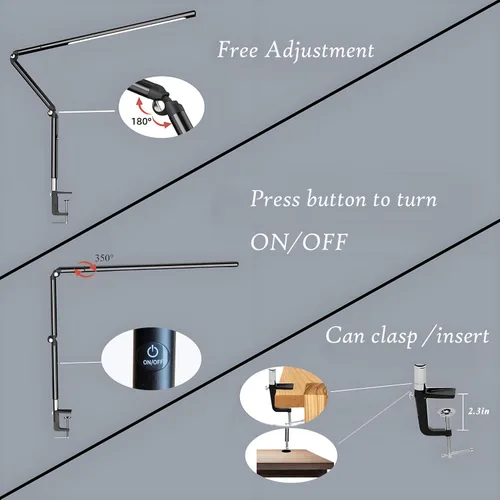 Vista 4 de Aluminum LED Desk Lamp with Super Long Arm, Adjustable Nails Light for Desk, Pro Nail Desk Lamp with 2 in 1 clamp, Suitable fo Nail Beauty, Home