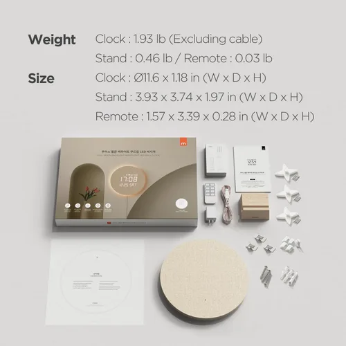 Vista 9 de mooas Reloj de pared LED de luna llena silencioso de madera con control remoto, luz nocturna con retroiluminación, reloj de pared de madera digital