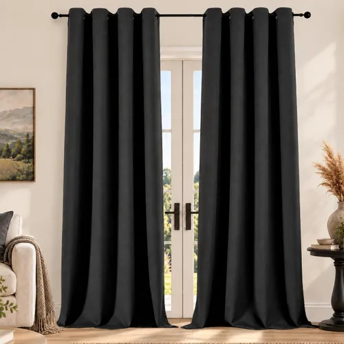 Vista 30 de Simplebrand Cortinas blancas puras de 96 pulgadas de largo para oscurecer la habitación, juego de 2 paneles para dormitorio/sala de estar, bloqueo