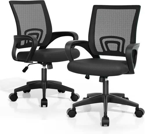 Vista 32 de Magshion Silla ergonómica de escritorio de oficina, silla de computadora de malla con respaldo medio, silla giratoria con respaldo transpirable