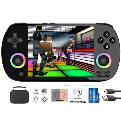 Vista 6 de RG40XX H Handheld Game Console RG40XXH Retro Gaming Console 4.0'' IPS Screen with 64G TF Card Pre-Installed Games Linux System Supports 5G WiFi