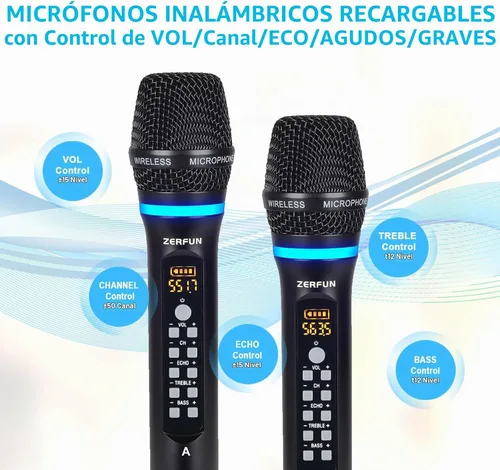 Vista 5 de Sistema de micrófono inalámbrico recargable profesional de 4 canales, auriculares de mano de metal UHF Lavalier con control VOL, frecuencia