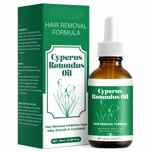 Cyperus Rotundus Hair Removal Oil 60ml – Natural Hair Growth Inhibitor for Women & Men, Body Hair Reduction Treatment with Jojoba Oil, Aloe Vera &