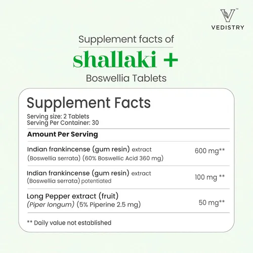 Vista 9 de Vedistry Shallaki Boswellia Serrata Suplementos de extracto de hierbas, tabletas de hierbas para el bienestar óseo y articular, apoyo articular