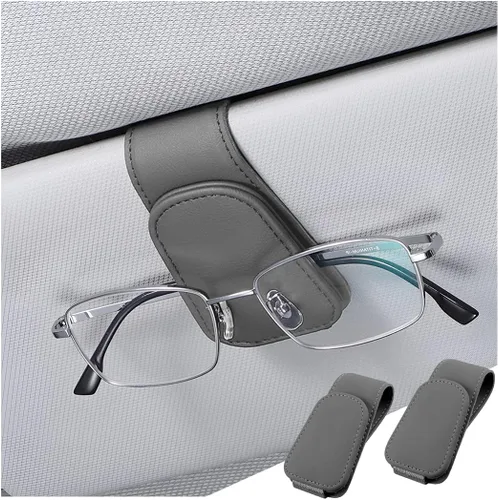 Vista 34 de zipelo Soporte para gafas de sol para visera de coche, colgante magnético de piel para gafas de vehículo, clip para montar gafas de sol en viseras