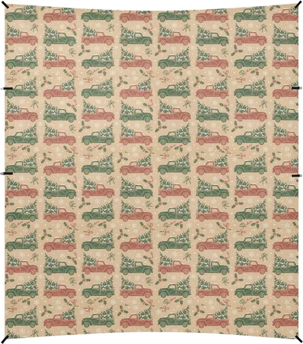 Vista 2 de Foldable Beach Cabana UPF50 Lightweight Sun Shelter with Sand Shovel for Camping, Fishing, Backyard Fun, Christmas Beige Vintage Trucks Trees