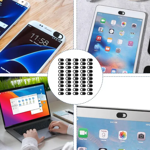Vista 7 de JJUNW 50 piezas de cubierta deslizante para cámara web, cubierta universal ultrafina de 0.023 pulgadas para cámara web para laptop, computadora Negro