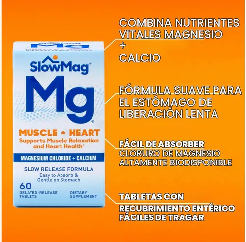 Vista 8 de Slow-Mag Slow-Mag - Cloruro de magnesio con calcio, el embalaje puede variar, 60 unidades (paquete de 3)