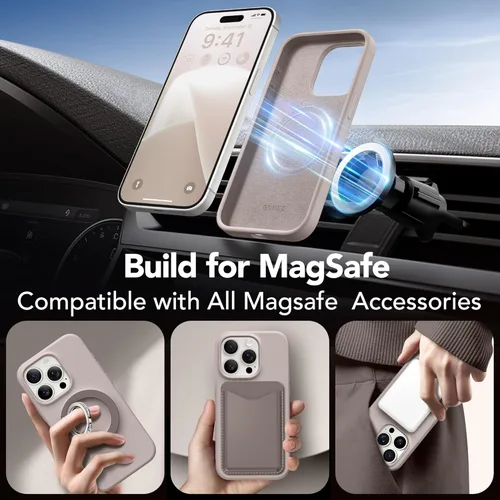 Vista 422 de GONEZ Funda magnética para iPhone 14, compatible con Magsafe, con protector de pantalla + protector de cámara, forro de microfibra antiarañazos